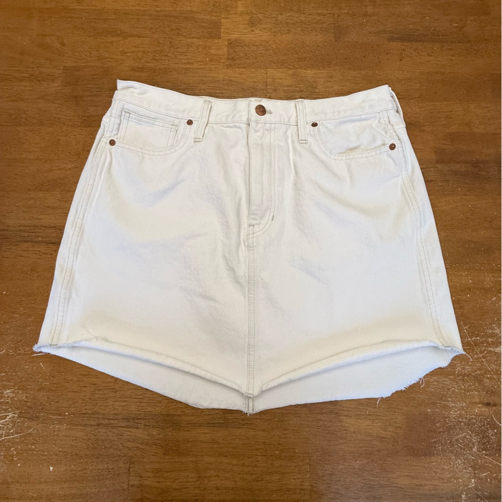 Madewell Rigid A-Line Ivory Denim Skirt 31